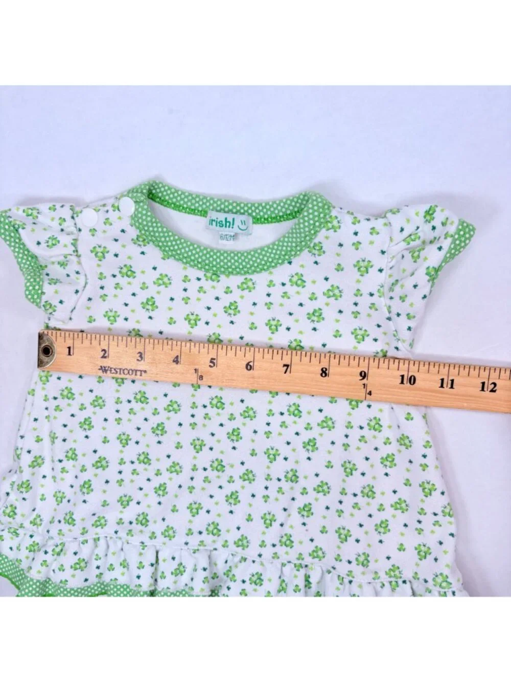 Vintage Girls 4 Leaf Clover St Patty's Day Dress + Bloomers Set Outfit 6m - 12m